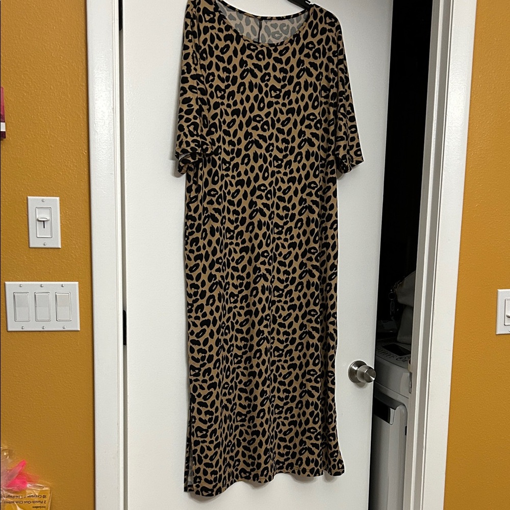Leopard Print Maxi Dress in Brown